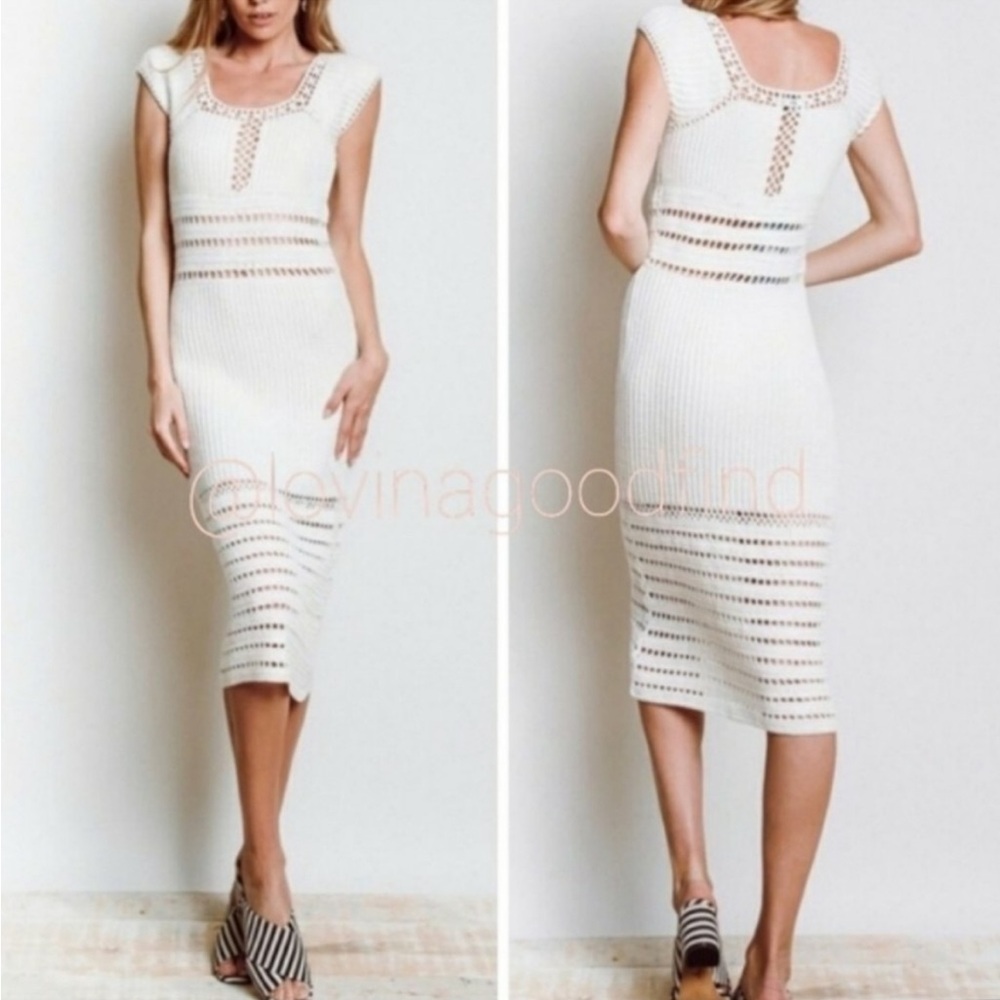 Show Me Your MuMu Crawford Midi Ivory Dress NWOT sz M